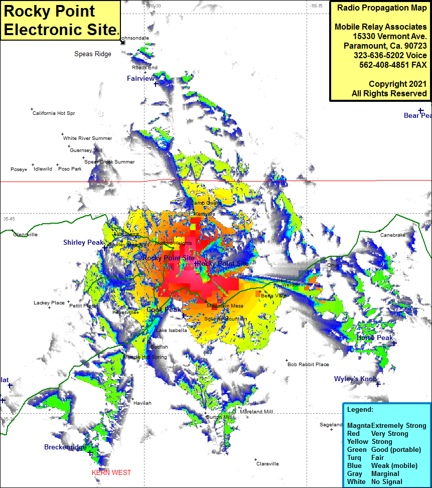 heat map radio coverage Rocky Point Electronic Site